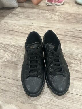 Valentino Men's Black Designer Low-Top Sneakers with Subtle Logo Pattern